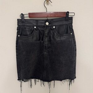 Blank NYC Black Mini Leather and Denim Skirt